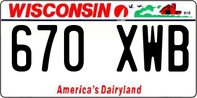 WI license plate 670XWB