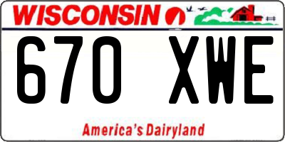 WI license plate 670XWE