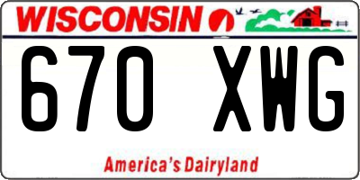 WI license plate 670XWG