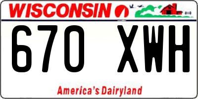 WI license plate 670XWH