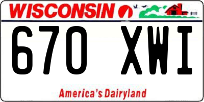 WI license plate 670XWI
