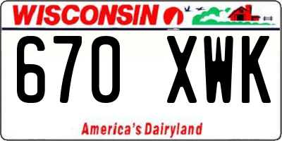 WI license plate 670XWK