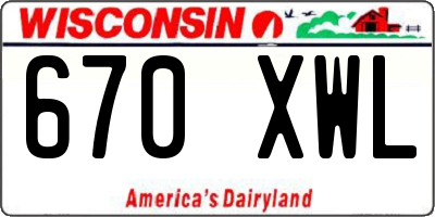 WI license plate 670XWL