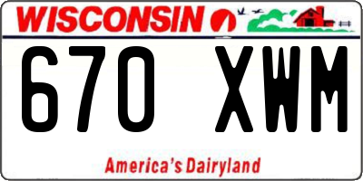 WI license plate 670XWM