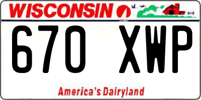 WI license plate 670XWP