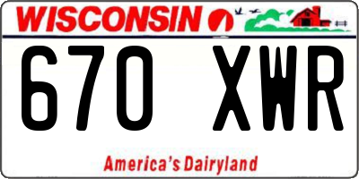 WI license plate 670XWR