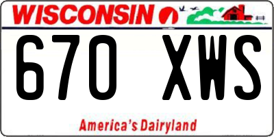 WI license plate 670XWS