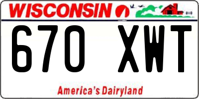 WI license plate 670XWT