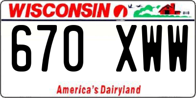 WI license plate 670XWW