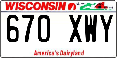 WI license plate 670XWY