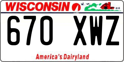 WI license plate 670XWZ