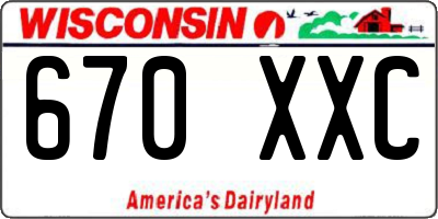 WI license plate 670XXC