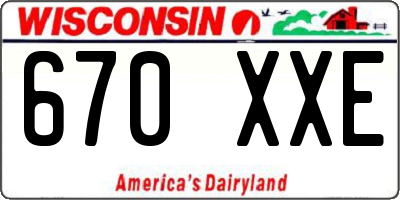 WI license plate 670XXE
