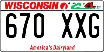 WI license plate 670XXG