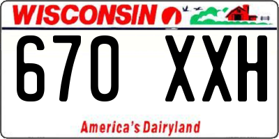 WI license plate 670XXH