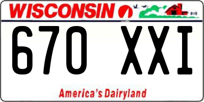 WI license plate 670XXI