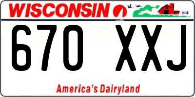 WI license plate 670XXJ