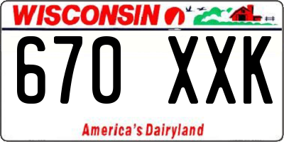 WI license plate 670XXK