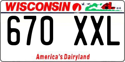 WI license plate 670XXL