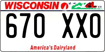 WI license plate 670XXO