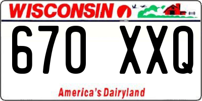 WI license plate 670XXQ