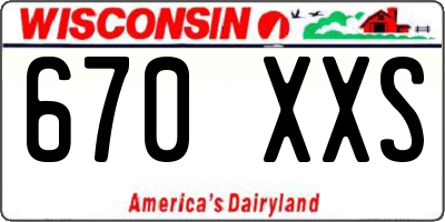 WI license plate 670XXS