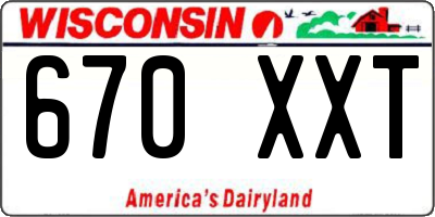 WI license plate 670XXT