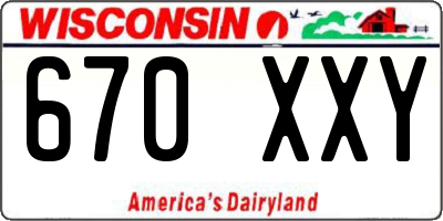 WI license plate 670XXY