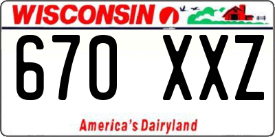 WI license plate 670XXZ
