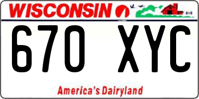 WI license plate 670XYC