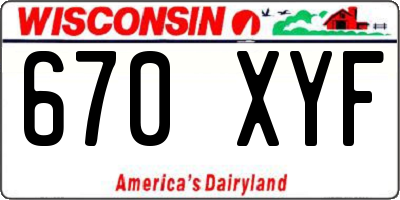 WI license plate 670XYF