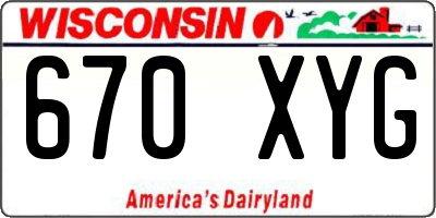 WI license plate 670XYG