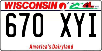 WI license plate 670XYI