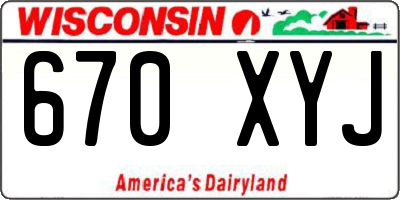 WI license plate 670XYJ