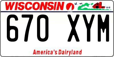 WI license plate 670XYM