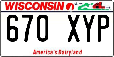 WI license plate 670XYP