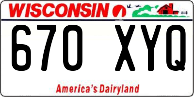 WI license plate 670XYQ