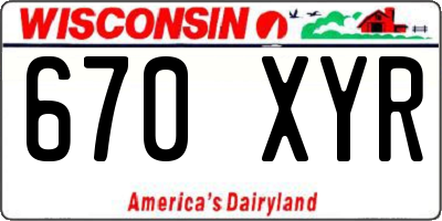 WI license plate 670XYR