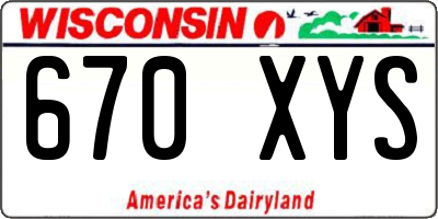 WI license plate 670XYS