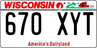 WI license plate 670XYT