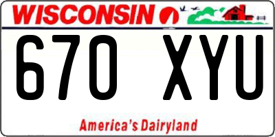 WI license plate 670XYU