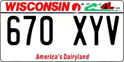 WI license plate 670XYV