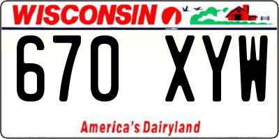 WI license plate 670XYW