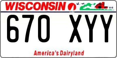 WI license plate 670XYY