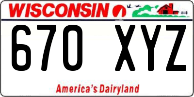 WI license plate 670XYZ