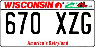 WI license plate 670XZG