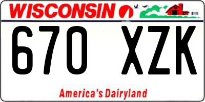 WI license plate 670XZK