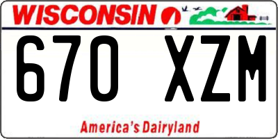 WI license plate 670XZM