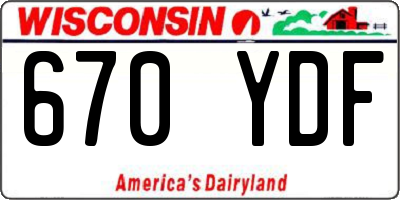 WI license plate 670YDF