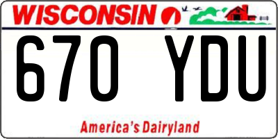 WI license plate 670YDU